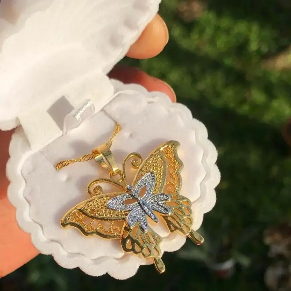 Gold Butterfly Pendant Necklace Ab 1 B